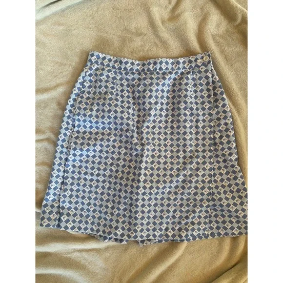 Liz Claiborne LizGolf Argyle Golf Skort Blue Vintage Cotton Womens 8 - Picture 5 of 9